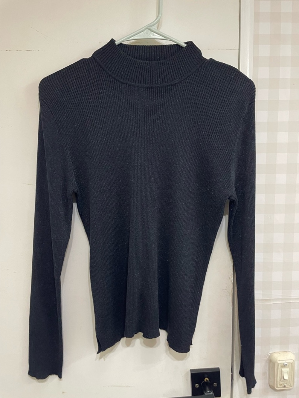 Rafaella vintage silk turtleneck knit shirt black glitter sparkle Y2K glam M